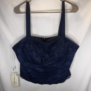 Plus Size Navy Blue Lace Bustier Crop Top Formal Wedding Evening Party Size 2X